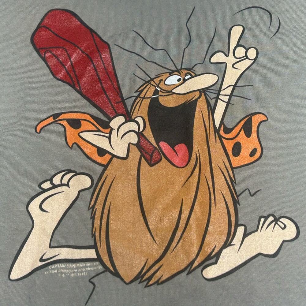 Port and Company Gray Tee with Hanna-Barbera cartoon character Captain Caveman